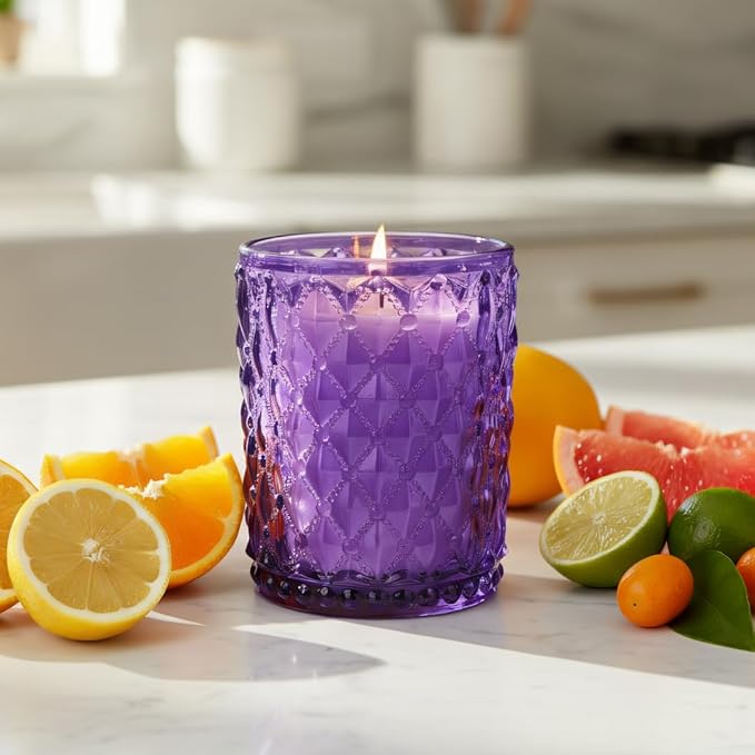 M&SENSE Citrus & Lavender Scented Candle | 17.64OZ, 100-Hour Burn | Natural Non-Toxic Soy Wax | Long-Lasting for Mood Healing and Gifting | for Bathroom, Kitchen, Office
