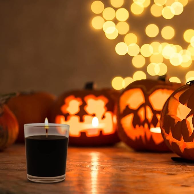 20 Packs Unscented Black Votive Candles in Glass, Small 2 Inch Soy Wax Candles for Halloween Wedding Party Home Holidays Relaxation Spa