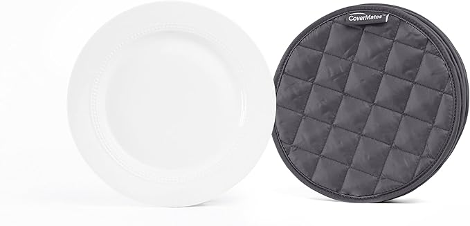 Covermates Keepsakes Quilted Dish Dividers – Set of Padded Plate Protectors for China & Dinnerware Storage, Scratch Protection, Machine Washable, Slate