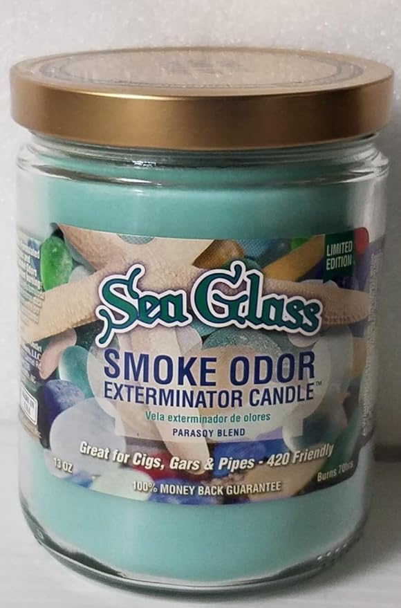 Smoke Odor Exterminator 13oz Jar Candle, Sea Glass Two Pack.