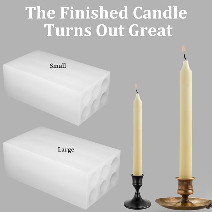 6-Cavity Long Cylinder Mold for Candle Making, 6 Holes Cylinder Silicone Candle Mold Long Pillar Silicone Mold for Wax Candle Making (Large)