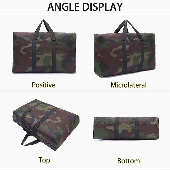 8 Packs Camouflage Extra Large Moving Bags, 125L Heavy Duty Storage Bags, Waterproof Oxford Storage Tote Duffle Bag with Zippers for Clothes, Bedding, Comforters, Pillows, Moving
