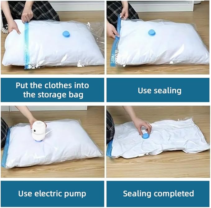 10 Pack Vacuum Storage Bags with Hand Pump,Double zipper sealing, 2 Jumbo + 4 Large + 4 Medium Vacuum Seal Bags for Clothing,Blankets,Comforters (10, Hand Pump)