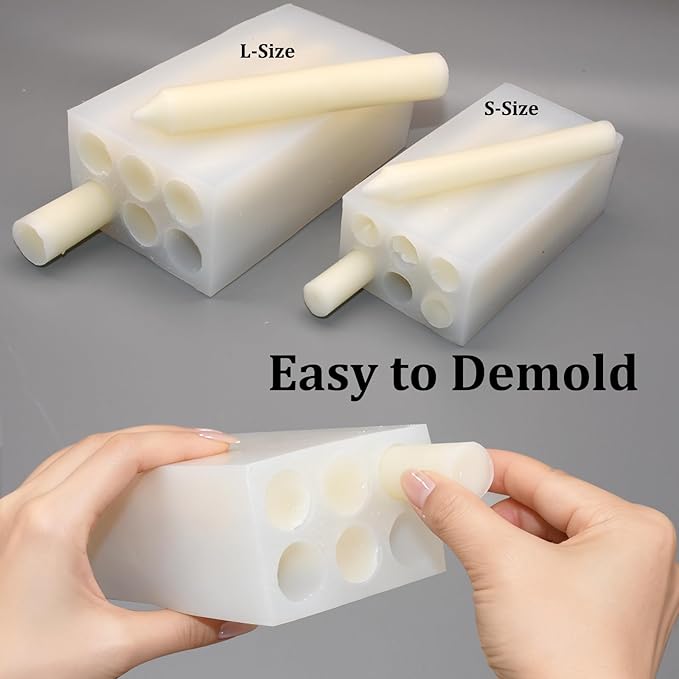 6-Cavity Long Cylinder Mold for Candle Making, 6 Holes Cylinder Silicone Candle Mold Long Pillar Silicone Mold for Wax Candle Making (Large)