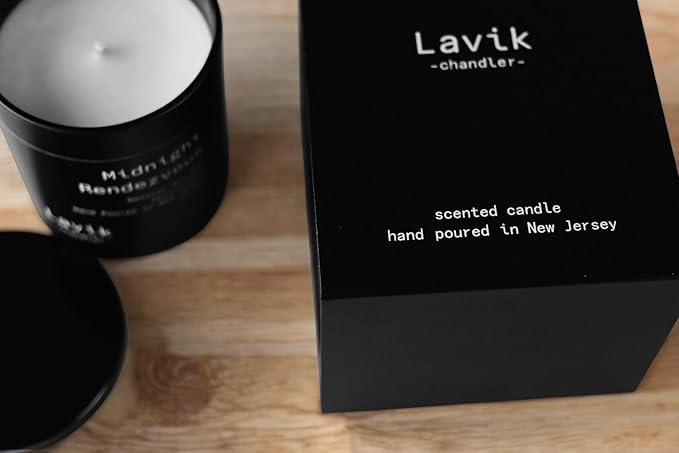 Lavik Luxury 11.50oz Candle with Rich Aroma Cypress & Tobacco Leaf Scent. Natural Soy Wax, Cotton Wick, Matte Black Jar. Gift or Elegant Decor for Home & Office