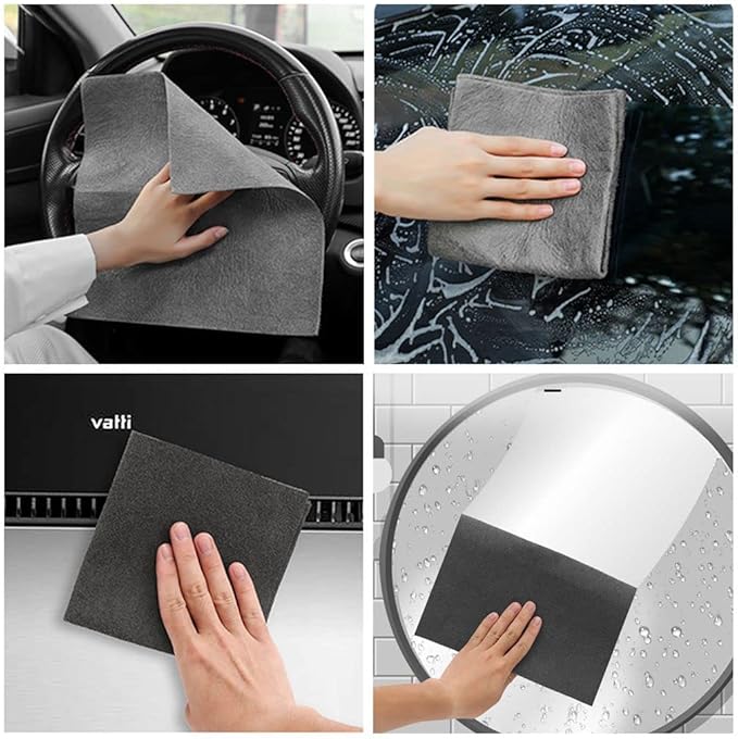10 Pack Microfiber Cleaning Cloths, Thickened Streak Free & Lint Free Glass Cleaning Towels, Reusable Washable Cloths for Car Windows, Kitchen, Mirrors, Stainless Steel - 12x12 Inches Grey (30x30cm)