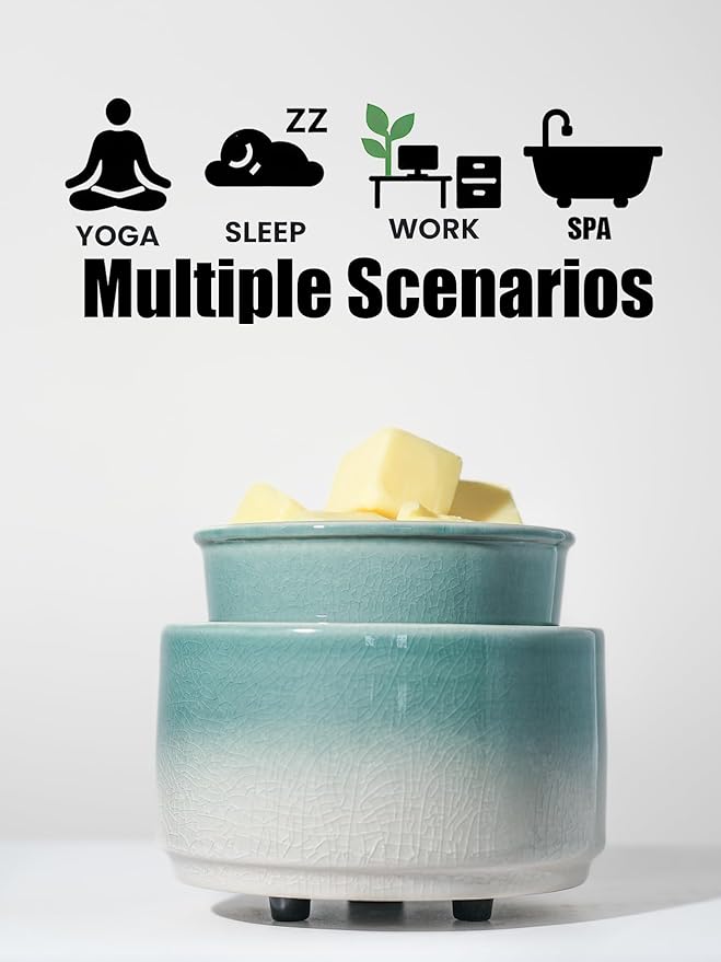 Ceramic Electric Wax Melt Warmer & Cube Oil Melter Cute Small Warmers Aromatherapy for Home Decorative Burner Melts Scented Candle Tart Scent Warm Fragrance (ice Cyan)