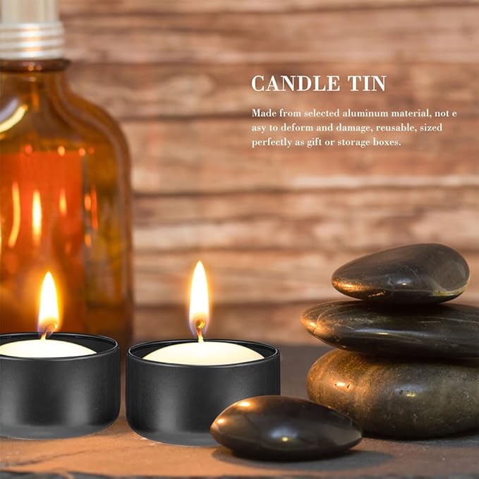 ARTIBETTER 24Pcs 2Oz Candle Tins with Lids Aluminum Mini Round Candle Containers for Diy Making Travel Storage and Party Favors