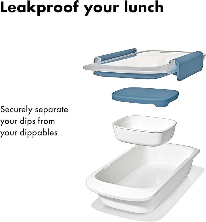 OXO Good Grips Prep & Go Snack & Dip Container, Snack Fuss-Free on the Move, Leakproof Reusable Small Meal Food Storage and Lid, Food Containers with Lids, Snack Organizer, 1.6 Cups/0.4 L