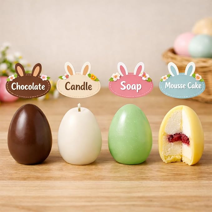 3D Christmas Tree Silicone Molds Large Christmas Molds Xmas Tree Pan Silicone Mold Christma Cake Mold for Mousse Cake Muffin Baking Jello Chocolate Ice Cube Soap Candle Lotion Bar Bath Bomb (Egg)