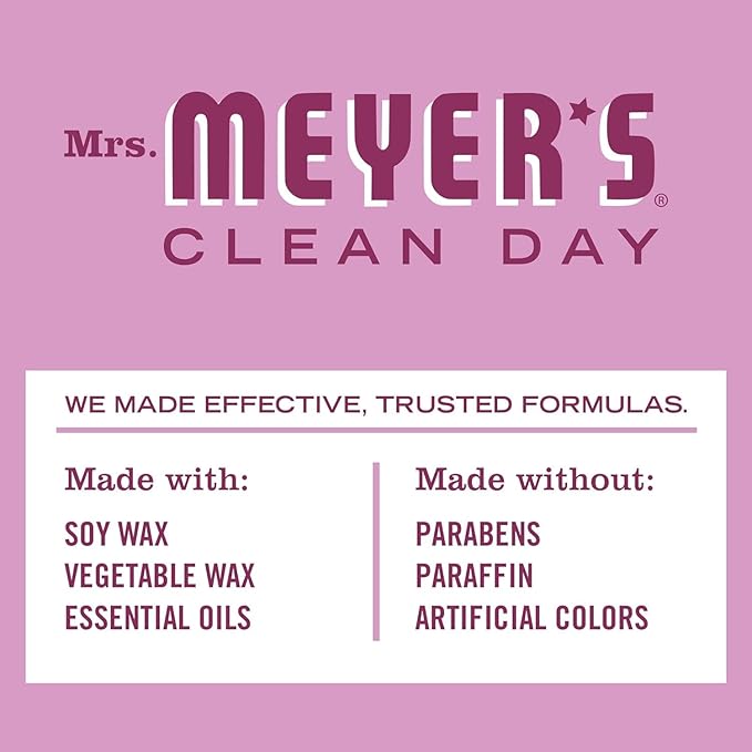 MRS. MEYER'S CLEAN DAY Aromatherapy Candle, 35 Hour Burn Time, Made with Soy Wax and Essential Oils, Peony, 7.2 Oz, Pack of 2