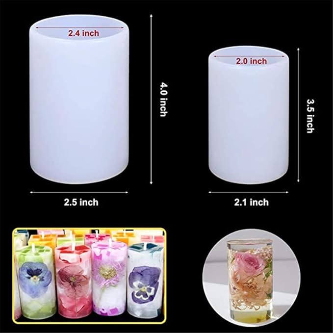 2 Sizes Cylinder Candle Molds for Candle Making Silicone Candle Molds Pillar Candles Resin Mould Epoxy Resin Casting Molds for DIY Aromatherapy Candles, Wax, Soaps, Polymer Clay