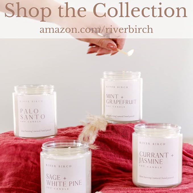 River Birch Candles Palo Santo Scented Candle | Premium, All-Natural, Non-Toxic, Soy Candles | 8.5oz 40 Hr Burn Time | Cozy Relaxing Gifts for Home