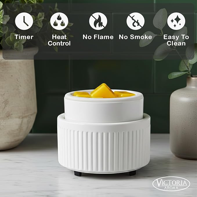 VICTORIA AROMA Ceramic Wax Warmer with Timer, Candle Wax Melter & Wax Burner for Scented Wax Melts, Electric Fragrance Wax Melt Warmer for Home Office Decor Ideal Gift