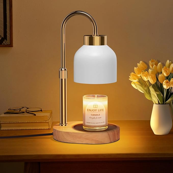 seenlast Candle Warmer Lamp with Dimmer Adjustable Height,Mothers Day Gifts,2/4/8H Timer,Vintage Home Decor for Scented Jar