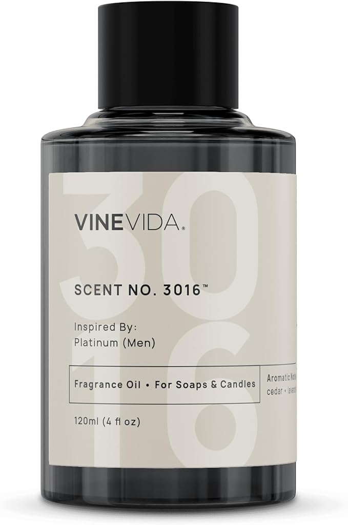 VINEVIDA Scent NO. 3016 Fragrance Oil - 120mL (4oz) - Inspired by: Platinum (Men); Candle Fragrance Oil for Soy Candles - Soap Making Scents