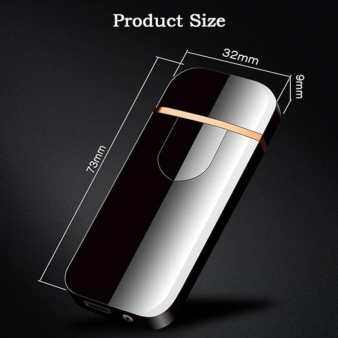 Electronic Lighter Smart USB Rechargeable, Mini Portable Design with Touch Dual-Sided Ignition - Windproof and flameless, Featuring Plasma Technology, Battery Indicator, and Lightweight Build (Gold)