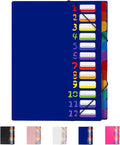 24 Pockets Expanding File Folder Organizer,Accordion File Organizer,A4 Letter Size,Rainbow Tab, for Home/Office/School Document Organizer (Blue)