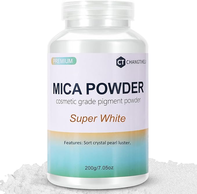 Mica Powder,7.05OZ（200g）,Super White Mica Powder Pigment for Epoxy Resin，Lip Gloss，Car Paint，Dye，Soap Making，Nail Polish,Epoxy Resin,Candle Making,Bath Bombs