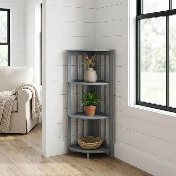 Furnifact Slate Gray Bookcase with Open Shelves for Organized Storage, Modern Design, Durable Construction, Suitable for Living Room or Office