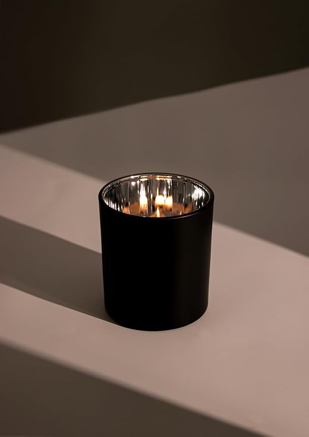Bulk Candle Jars for Candle Making, Luxury Container with Electroplated Interior, 12PCS Vessel with Metal Lids Empty Jars - Silver Inner