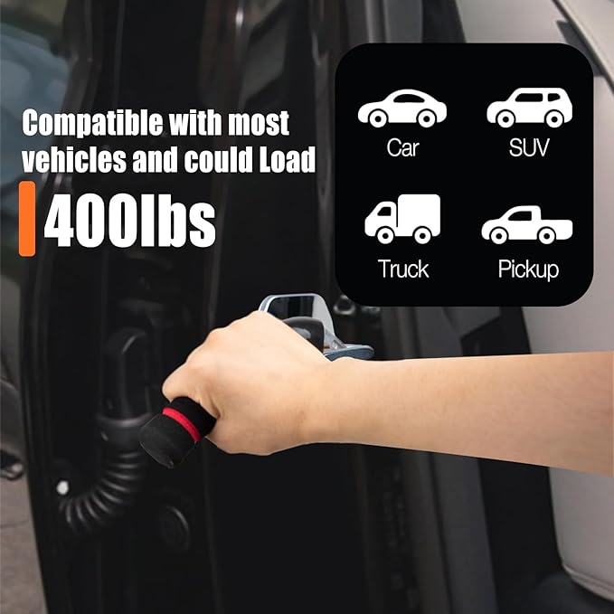 KOUNATSURI Car Handle Assist for Elderly Car Door Handle Multifunction Handle Car Door Latch Handle for Seniors and Handicapped(Red)
