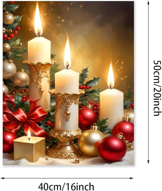 QZOTRXI Christmas Landscape Paint for Adults DIY Christmas Candles Warmth Paint by Numbers Acrylic Paint Canvas Christmas Winter Painting Kits Art for Home Decor UNFRAMED 20x16 inch