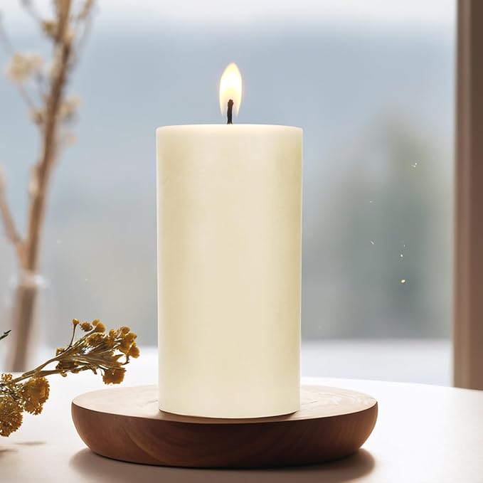 White Natural Beeswax Pillar Candles-170 Hours Burn Time 100% Pure Beeswax Candles | Organic Bees Wax for Home, Prayer, Christmas, Party | Unscented, Smokeless, Dripless 2 Pack (3×6 inch)