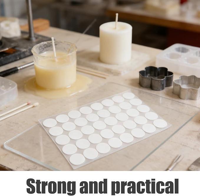 800pcs Small Wick Stickers for Candle Making: 0.8" Round Dot Double Sided Adhesive Inserts Taper Stick Holder Grips for DIY Candlesticks Wick Making