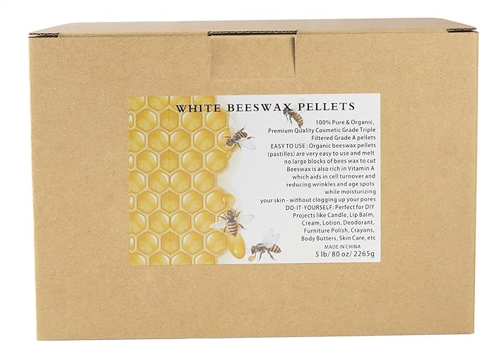 Natural White Beeswax Granules (5-Pound) | Unrefined Pure Material for DIY Projects | Candle Making, Skin Care, Lip Balm, Soap Base | Organic Beeswax Pellets