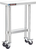 DuraSteel 24x12 NSF Stainless Steel Cart - Heavy Duty Rolling Food Prep Table with Undershelf - Metal Utility Cart for Commercial Restaurant Kitchen, Laundry, Side Mixer Stand