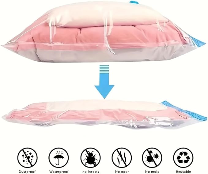 85% Space Saver Vacuum Bags 8 Pcs - Giant + Sealer