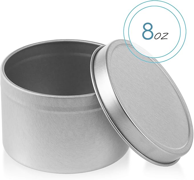 Hearth & Harbor 25 lbs. Soy Candle Wax with Supplies, 8 oz. 60 Pack Tin Jars with Lids, Cotton Candle Wicks, Wick Stickers and Centering Devices - Soy Wax Flakes with Containers for Candle Making