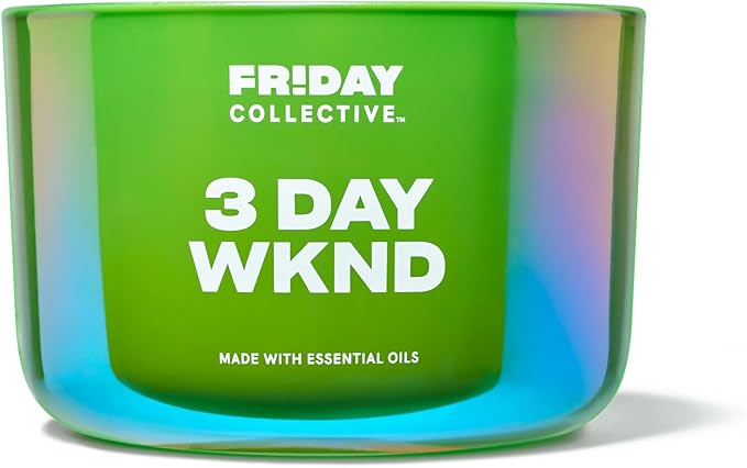 Friday Collective 3 Day Wknd Candle, Fruity Scented, Made with Essential Oils, 3 Wicks, 13.5 oz