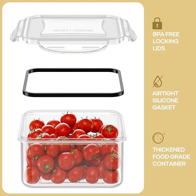 AISOON 40 Pcs 85oz Large Food Storage Containers with Lids (20 containers & 20 lids), Stackable Airtight Leakproof BPA-Free Reusable Meal Prep Containers, Freezer Microwave Dishwasher Safe