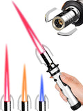 Torch Lighter, Refillable Butane Jet Flame Lighter with Adjustable Flame & Safety Lock, Windproof Gas Torch for Camping, BBQ, Fireplace, Candles, Cooking, Fireworks (Butane Not Included) (Silver)
