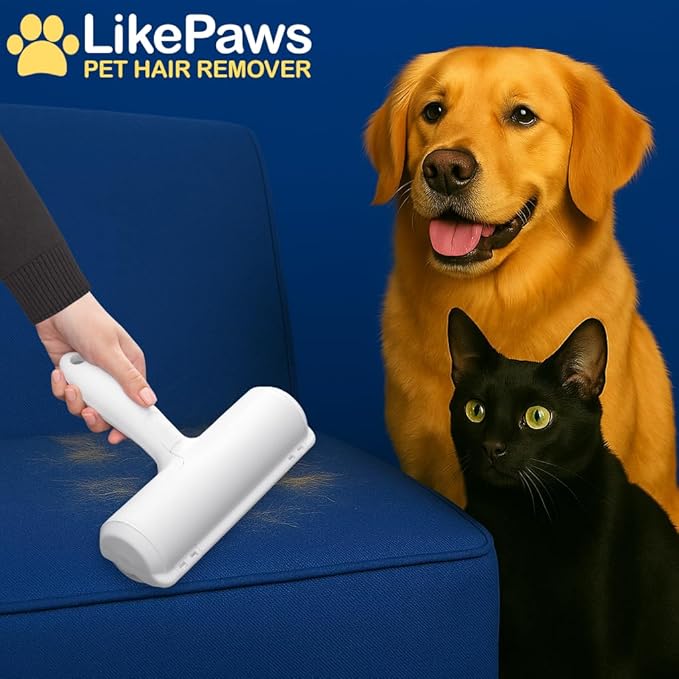 Pet Hair Remover, Reusable Self-Cleaning Lint Roller for Dogs & Cats, Fur Remover for Furniture, Couch, Carpet, Clothes, Bedding & Car, No Adhesive, Multi-Surface, Easy to Use