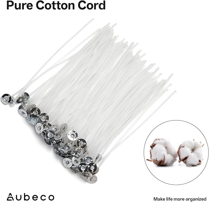 Pre Waxed Cotton Candle Wick for Candle Making, 6 Inch 80Pcs Natural Cotton Core