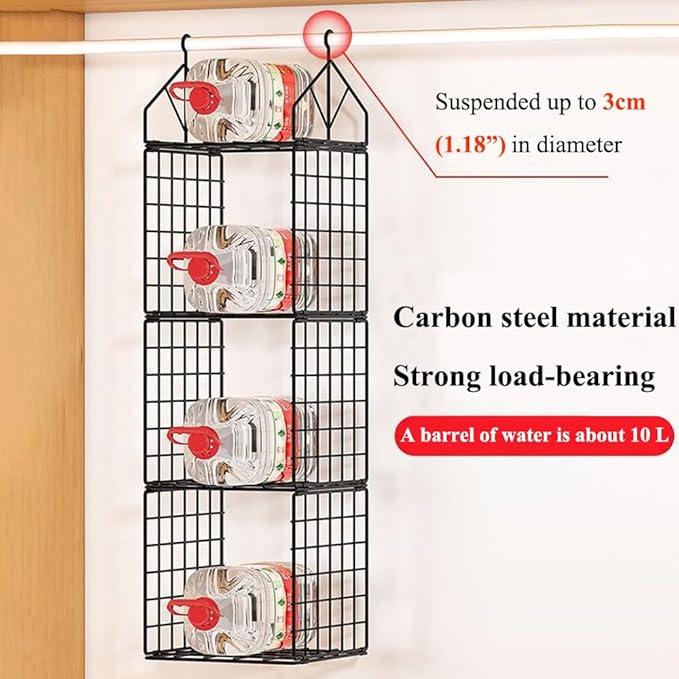 Hanging Closet Organizer, Carbon Steel 6-Shelf Closet Hanging Storage, Collapsible Hanging Closet Shelves, Versatile Storage for Clothes, Handbags (Black)