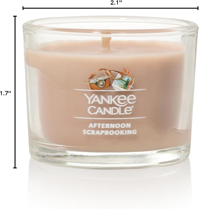 Yankee Candle Signature Votive Mini Candle Jar, Afternoon Scrapbooking, Natural Soy Wax Blend Candle with Natural Fiber Wick, 1.3 OZ Glass Jar (Pack of 4)
