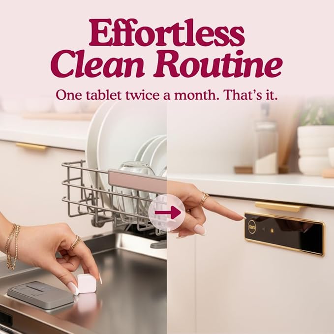 Dishwasher Cleaner And Deodorizer Tablets - 6 Months Supply Unscented Dishwasher Cleaning Tablets - Deep Cleaning Removes Limescale and Odors - Eco-friendly Dish Washer Machine Cleaner - Septic Safe