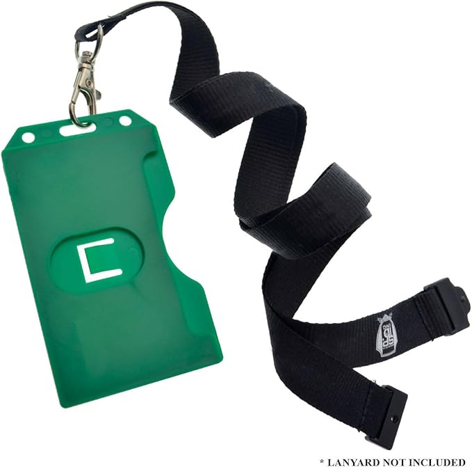 2 Pack - Heavy Duty 2-Sided Rigid Multi Card Holder - Hard Plastic Vertical ID Badge Holders for 2 Standard or Thick Prox Cards, Fuel Card, CAC, Work Badge, or Credit Cards by Specialist ID (Green)