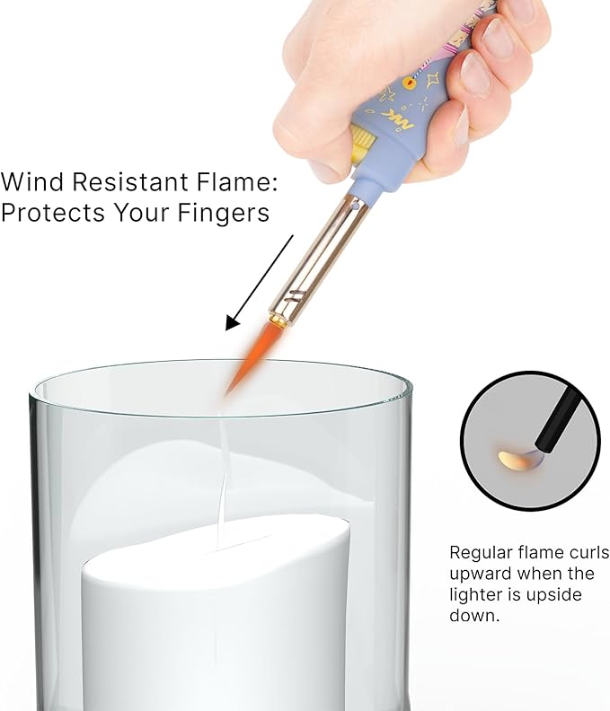 MK Lighter Collector’s Edition Refillable Candle – Multipurpose Jet Flame Butane with Long Wand for Indoor & Outdoor Use Gift Couples Friends Family (Birthday-5PC)
