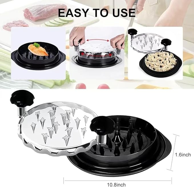 Chicken Shredder Tool 11 Inch with Cleaning Brush - Fast Meat Puller for Salads, Tacos & Sandwiches, Kitchen Shredder Claws with Transparent Cover