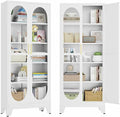 Ckzbx Metal Locker Storage Cabinet with Glass Door 71" H Locking Tool File Cabinets Snack Locker Organizer for School Classroom,Bedroom,Gym Home Office,Entryway and Hallway (White)