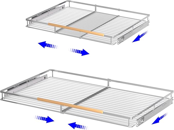 Pull Out Drawer Cabinet Organizer, Expandable Slide Out Storage Shelves - Heavy Duty, Durable and Smooth Slide-Out, 16.3"~26.3" Wide x 17.3" Deep, 2 Pack