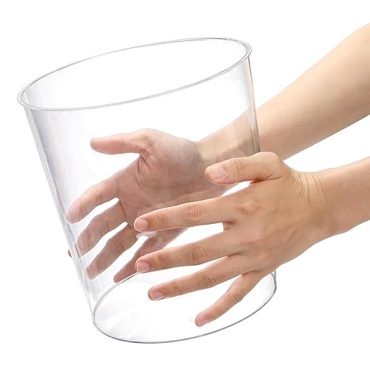 Okllen 6 Pack Clear Round Plastic Waste Baskets, BPA-Free Trash Can Bin for Bathroom, Kitchen, Office, Home, 8"x7.5"x6.4"
