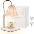 Candeldo Candle Warmer Lamp with Timer: Flower Candle Warming Lamp with Marble Base Height Adjustable Wax Warmer Dimmable Modern Kitchen Bathroom Decor Mom Birthday Gift for Grandma