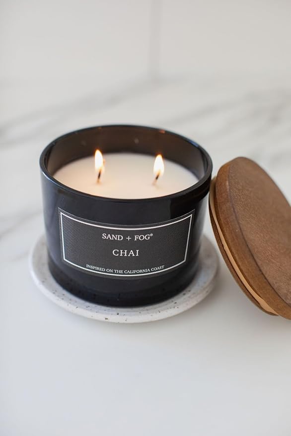 Sand + Fog Scented Candle - Chai – Additional Scents and Sizes – 100% Cotton Lead-Free Wick - Luxury Air Freshening Jar Candles - Perfect Home Decor – 12oz