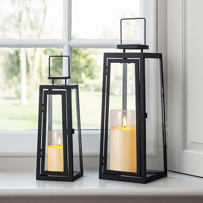 Niceme 9” x 4” Large Waterproof Outdoor Flameless Candles with Remote Control Timer, Flickering LED Pillar Candles Battery Operated for Indoor Outdoor Lanterns Patio Porch Decor, Long Lasting Set of 2